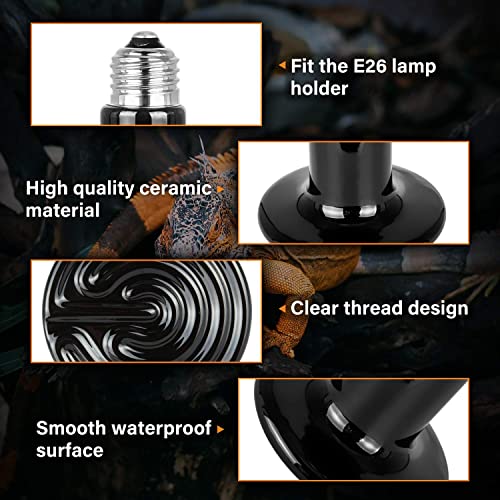 SIMPLY DELUXE SIMPLE DELUXE 50W CERAMIC HEAT REPTILE HEAT LAMP 50W BLACK - Like New