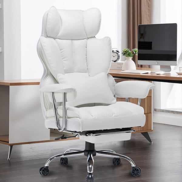 EFOMAO DESK OFFICE CHAIR 400LBS BIG AND TALL OFFICE CHAIR - WHITE - Like New