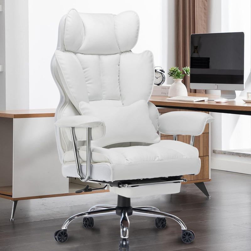 EFOMAO DESK OFFICE CHAIR 400LBS BIG AND TALL OFFICE CHAIR - WHITE - Like New