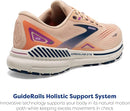BROOKS WOMEN’S ADRENALINE GTS 23 RUNNING SHOE - APRICOT/ESTATE BLUE/ORCHID - 9.5 - Like New