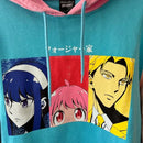 BOX LUNCH SPYXFAMILY LONG SLEEVE ANIME HOODIE SIZE M COLORBLOCK PANEL PORTRAIT - Like New