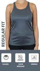 GALAXY BY HARVIC WOMENS MOISTURE WICKING RACERBACK TAGLESS TOP CHARCOAL XL - Brand New