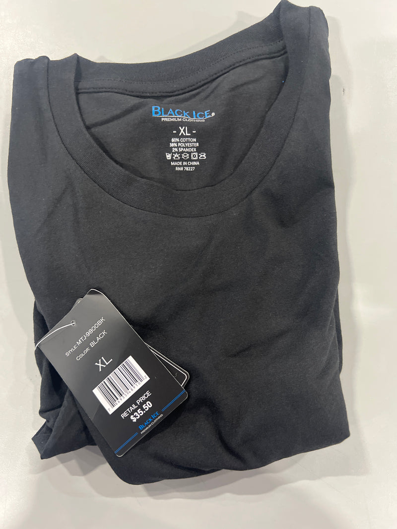 BLACK ICE PLAIN SHORT SLEEVE T-SHIRT - SIZE: MEN XL - BLACK - Brand New