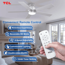 TCL 52" CEILING FAN LIGHTS FLUSH MOUNT, 5 BLADE LOW PROFILE 6 SPEEDS DC - SILVER - Like New