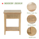 MaxSmeo Small Nightstand with Drawer and Shelf (Natural Walnut) - Like New