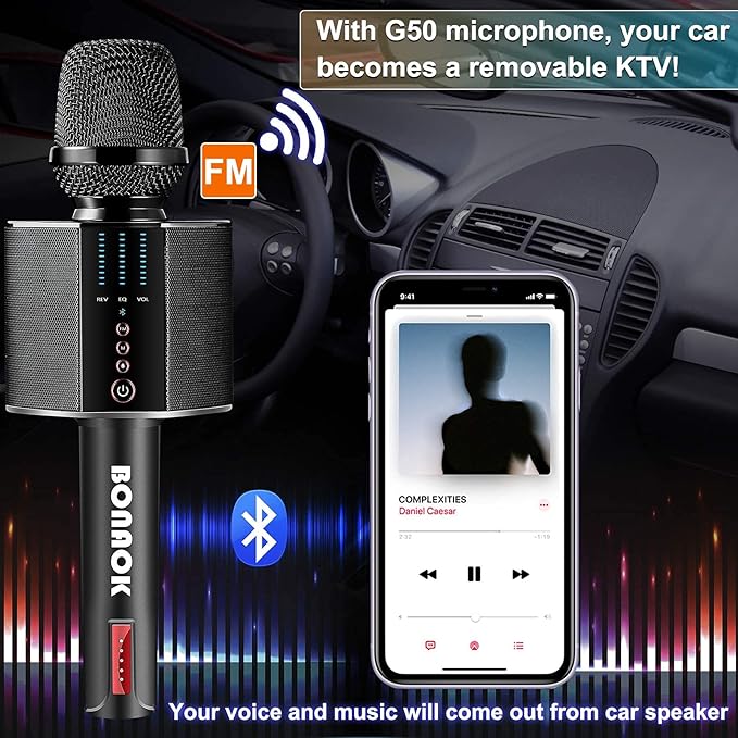 BONAOK Karaoke Microphone Portable Wireless Bluetooth Karaoke Mic G50 - Black - Like New