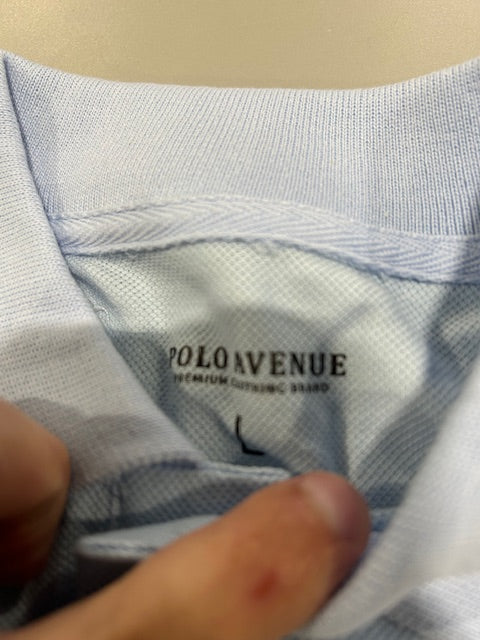 POLO AVENUE LARGE LIGHT BLUE SHORT SLEEVE POLO SHIRT - SIZE: MEN L - LIGHT BLUE - Brand New