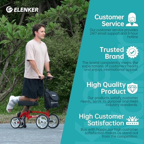 ELENKER YF-9010A STEERABLE FOLDABLE KNEE WALKER 10
