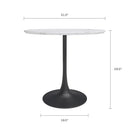 Jamesdar Kurv Steel 31.5" Cafe Table in White Marble & Black - Brand New