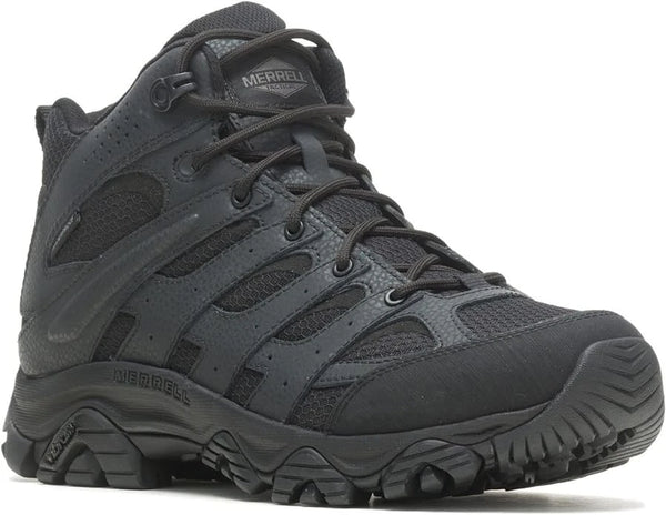 MERRELL MEN'S MOAB 3 MID WATERPROOF TACTICAL BOOTSE - SIZE: MEN 9.5W - BLACK - Like New