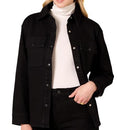 AMAZON ESSENTIALS WOMEN'S OVERSIZED-FIT HEAVYWEIGHT SHIRT JACKET BLACK - L - Like New