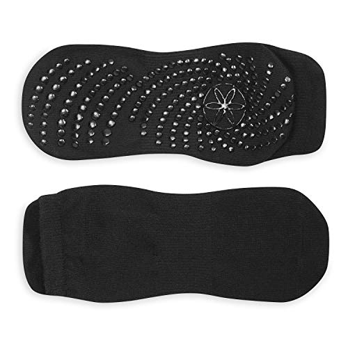 GAIAM GRIPPPY FIT ATHLETIC SOCKS 2PK NONSLIP ANKLE MIDSIZE H/L-ONE SIZE - BLACK - Brand New