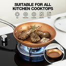 HLAFRG 10 INCH FRYING PAN WITH LID MARBLE SKILLET STONE-DERIVED COATING - COPPER - Like New