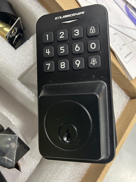 CUBONA KEYPAD DEADBOLT WITH DOOR HANDLE - BLACK - Like New – Retailking.com