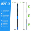 EVERSPROUT 5'-12' ALUMINUM TELESCOPIC EXTENSION POLE - BLACK/BLUE - Brand New