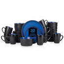 STONE LAIN ALBIE STONEWARE 32-PIECE MODERN DINNERWARE SET - BLUE AND BLACK - Like New