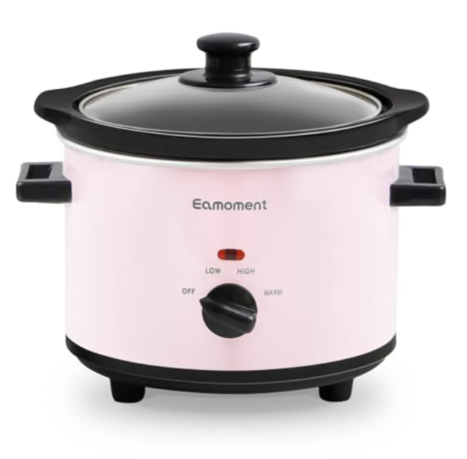 EAMOMENT SMALL SLOW COOKER 1.5 QUART MINI CERAMIC POT - PINK Like New