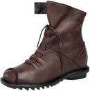 MADE IN ITALY WOMEN'S LEATHER CASUAL SOFT FLAT BOOTS FUR LINED - Scratch & Dent