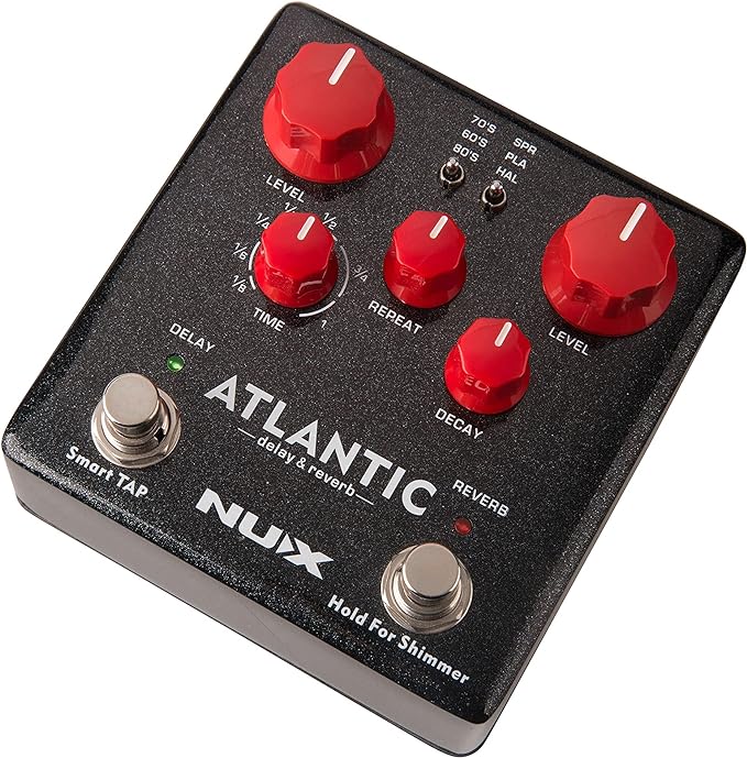 NuX NDR-5 Atlantic Delay Reverb Guitar Effect Pedal - Black/Red Like New