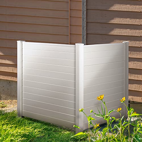 ELEVENS 48" W X 48" H FENCE PANELS AIR CONDITIONERS TRASH CAN (2 PANELS - WHITE) - Like New