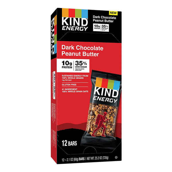 KIND Energy Bar Dark Chocolate Peanut Butter - 12 Bars per Pack Brand New