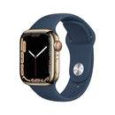 APPLE WATCH 7 GPS CELLULAR 41MM GOLD STAINLESS STEEL ABYSS BLUE SPORT BAND - Like New
