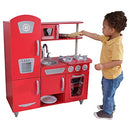 KIDKRAFT VINTAGE WOODEN PLAY KITCHEN WITH STAINLESS STEEL LOO TRIM - RED - Brand New