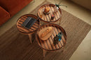 MUYOCUN 22 Inch Black Walnut Wood Ottoman Tray with Handles, Legs - Brand New