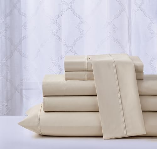 KATHY IRELAND COOL MAX 6 PIECE ULTRA SOFT SHEET SET, SAND - QUEEN - SAND - Like New