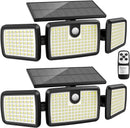 MIHANI 3 Head Solar Motion Lights Outdoor with 2500LM 232 LEDs - 2-Pack - Black - Like New