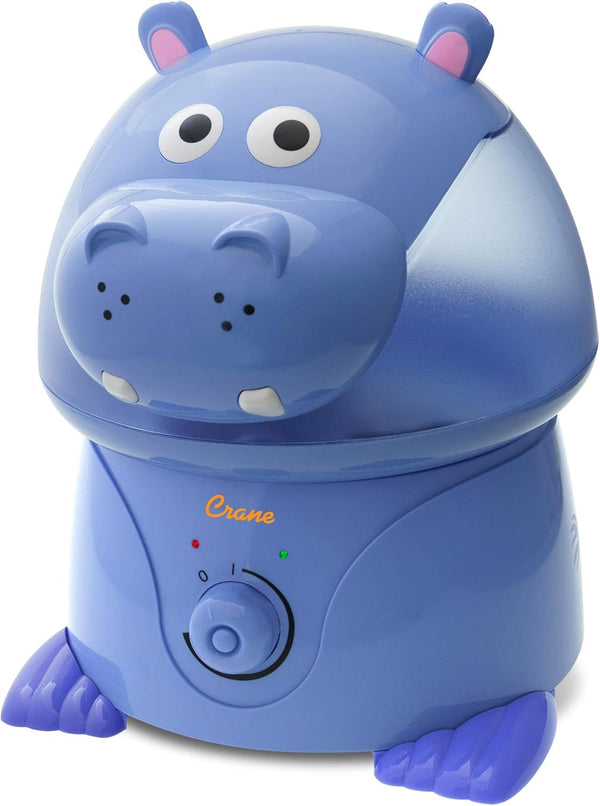 CRANE ADORABLES ULTRASONIC HUMIDIFIERS HUMIDIFIER OPTIONAL HIPPO - BLUE/PURPLE Like New