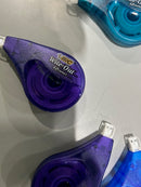 BIC WHITE OUT TAPE - 39.3 FEET EACH - PACK OF 7 - PURPLE/TEAL/BLUE - Brand New