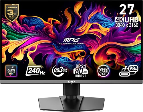 MSI MPG 272URX QD-OLED 27" UHD 240Hz Adaptive-Synch HDMI DP Port - BLACK - Like New