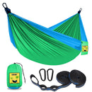 SZHLUX Kids Hammock - Camping Gear with 2 Tree Straps and Carabiners Blue/Green - Like New