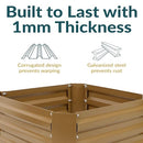 SUNNYDAZE DECOR 11.75" H RAISED METAL GARDEN BED GALVANIZED SQUARE - BROWN - Brand New