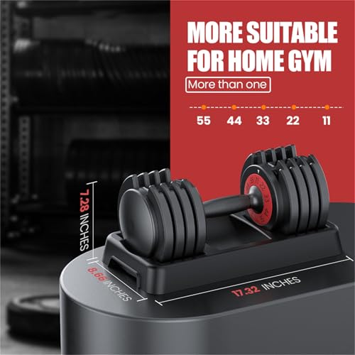 MANGKO ADJUSTABLE DUMBBELL 55LB SINGLE WEIGHT OPTIONS - BLACK - Like New