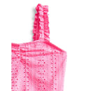 WONDER NATION GIRLS RUFFLE EYELET TANKINI SWIMSUIT, 2-PIECE SIZE MEDIUM 8 - PINK - Brand New