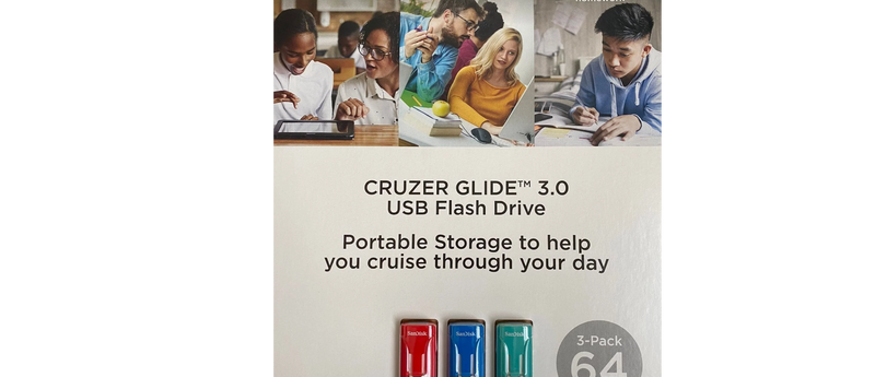 SanDisk 64GB CRUZER GLIDE 3.0 USB FLASH DRIVE 3 PACK - Red/Blue/Green - Brand New