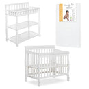 DREAM ON ME NURSERY ESSENTIALS BUNDLE DREAM ON ME ADEN 4-IN-1 MINI CRIB - WHITE - Like New