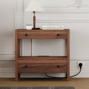 MINCETA 26.77" NIGHTSTAND WITH CHARGING STATION - WALNUT - Like New