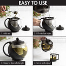 Primula Half Moon Teapot Set with 4 Tea Cups, Removable Stainless Steel Filter - Like New