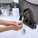 SOKA 4" TWO-HANDLE CENTERSET BATHROOM LAVATORY FAUCET, OIL RUBBED BRONZE - BLACK - Like New