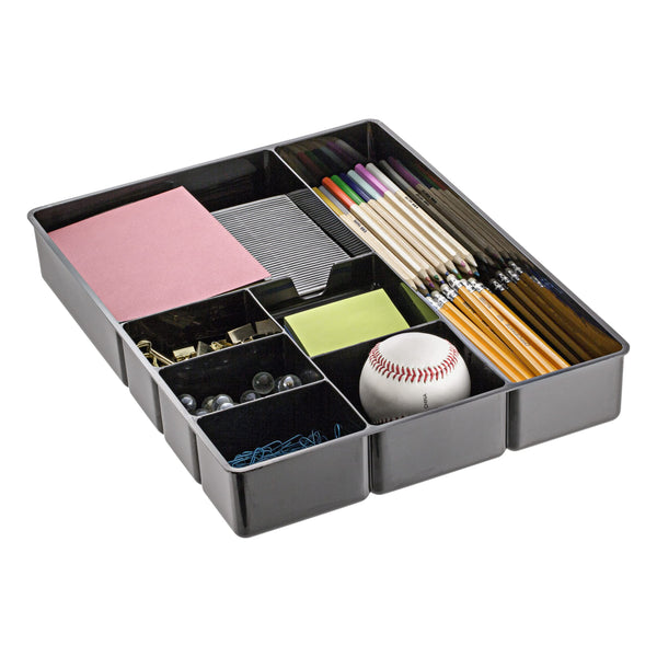 OFFICEMATE DEEP DRAWER ORGANIZER TRAY, 8 COMPARTMENTS, 2 1/4H X 15 1/8W - BLACK - Like New