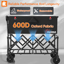 YOZOIA 35" L EXTRA LONG WAGONS CARTS FOLDABLE 360LBS COLLAPSIBLE WAGON - BLACK - Like New