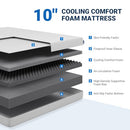 AVENCO KING MATTRESS 10" BAMBOO CHARCOAL MEMORY FOAM MATTRESS IN A BOX - WHITE - Like New