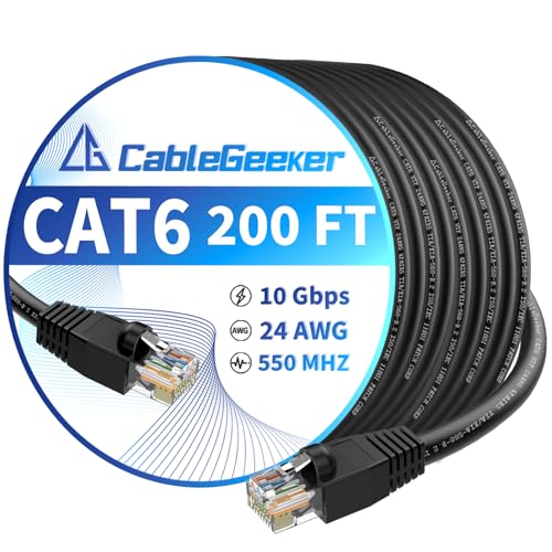 CableGeeker Cat 6 Ethernet Cable 250 ft, High Speed 10Gbps Internet Network - Brand New