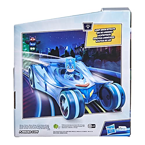 PJ Masks Glow & Go Cat-Car Preschool Toy Vehicle Light Up Racer Vehicle Blue - Like New