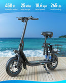 Gyroor C1 Electric Scooter for Adults with Seat, 20/25 Miles Range 450W - BLACK Like New