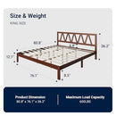 AVENCO SOLID WOOD PLATFORM BED FRAME 12" KING SIZE F14003B-K12 - WALNUT BROWN - Like New