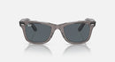 RAY BAN WAYFARER POLISHED GRAY TRANSPARENT FRAMES BLUE LENSES 54-18-150 3N - Like New